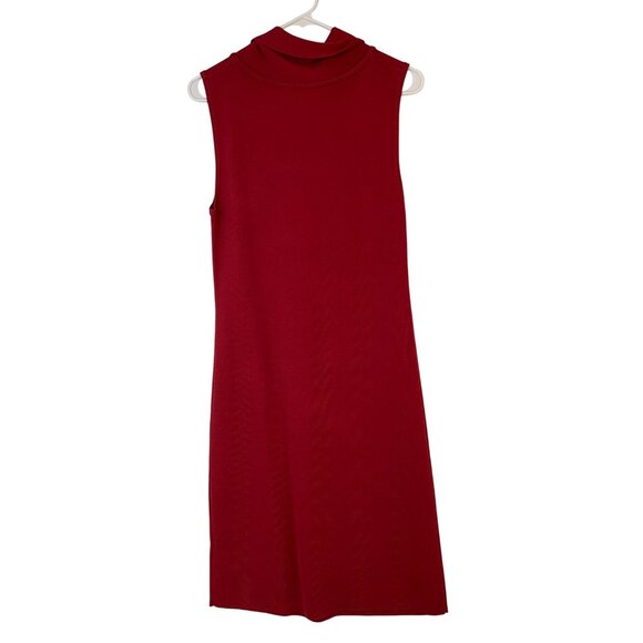 Adrienne Vittadini Red Gloss Sleeveless Bow Neck Midi Dress Large RB10144 $138 - Picture 8 of 9